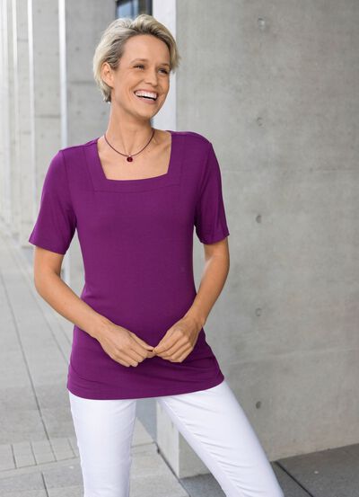 Shirt met een interessante halslijn in 3 kleuren 