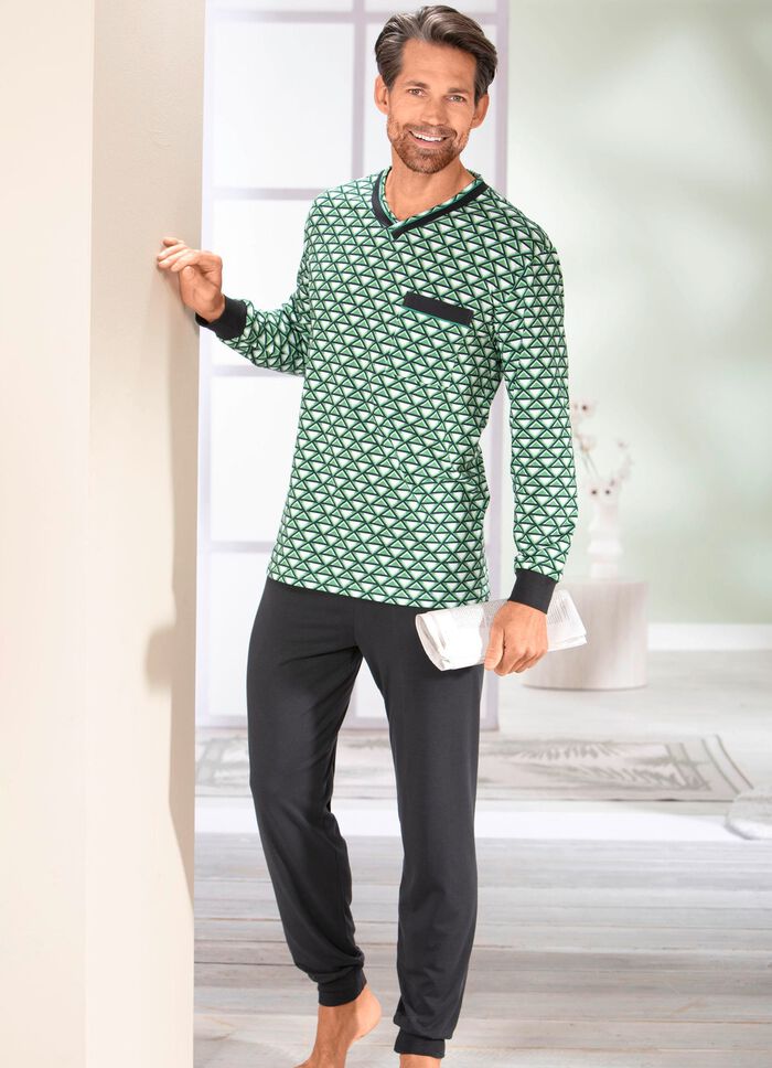 Pyjama met V-hals en manchetten 