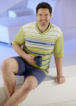 Shortama met V-hals en ringmotief voorzijde 