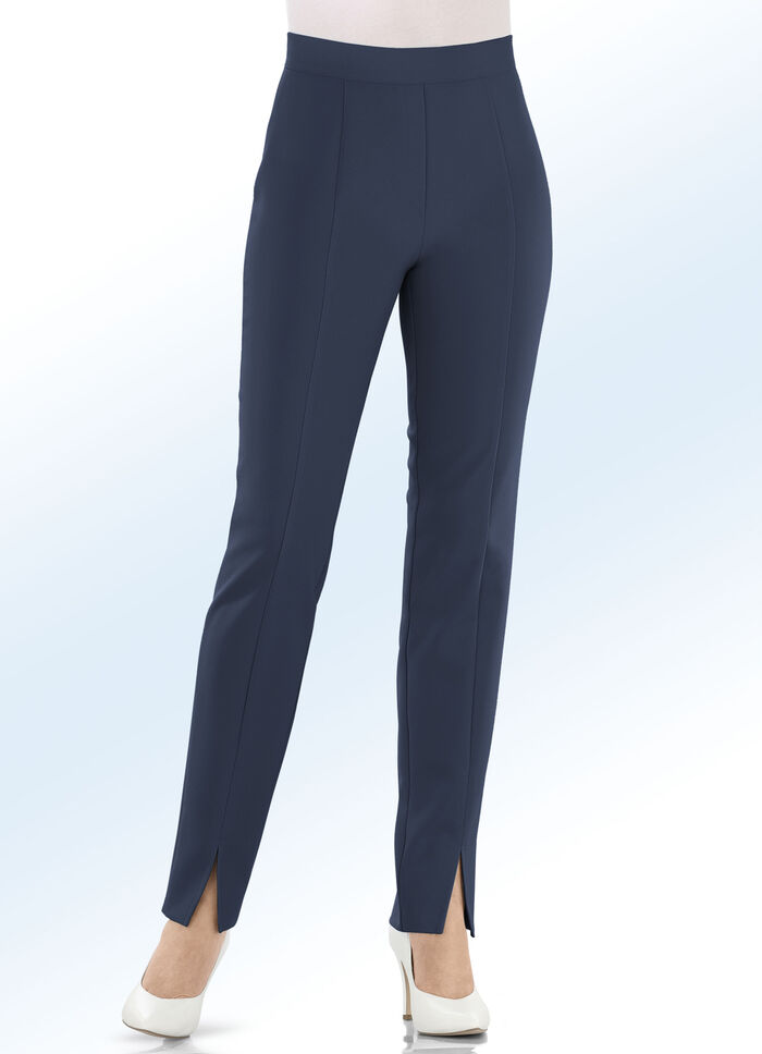 Broek met trendy beensplitten MARINE