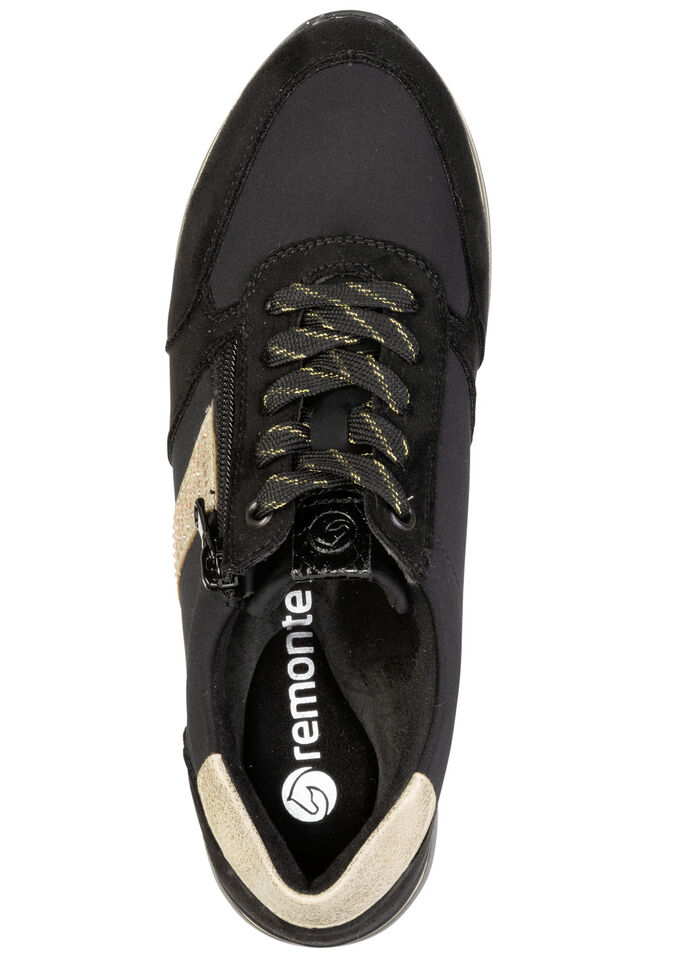Remonte, trendy damessneakers, breedte G, met uitneembaar voetbed ZWART-GOUD