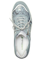 Waldläufer, comfortabele dames veterschoenen, breedte H, met uitneembaar voetbed BLAUW MATZILVER