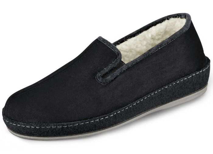 Gevoerde herenpantoffels, met nieuwe wol ZWART