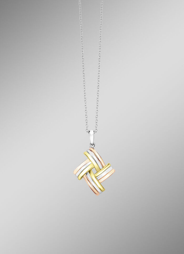 Modieuze knoophanger in driekleur met ankerketting 