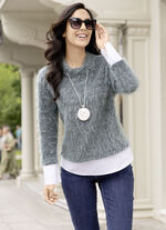 Trui in 2-in-1-look SMARAGDGROEN-ZWART-GROEN-WIT