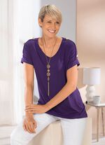 Shirt met ronde V-hals in 2 kleuren 