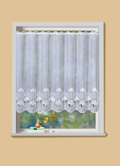 Klein raamgordijn met ginkgomotief 