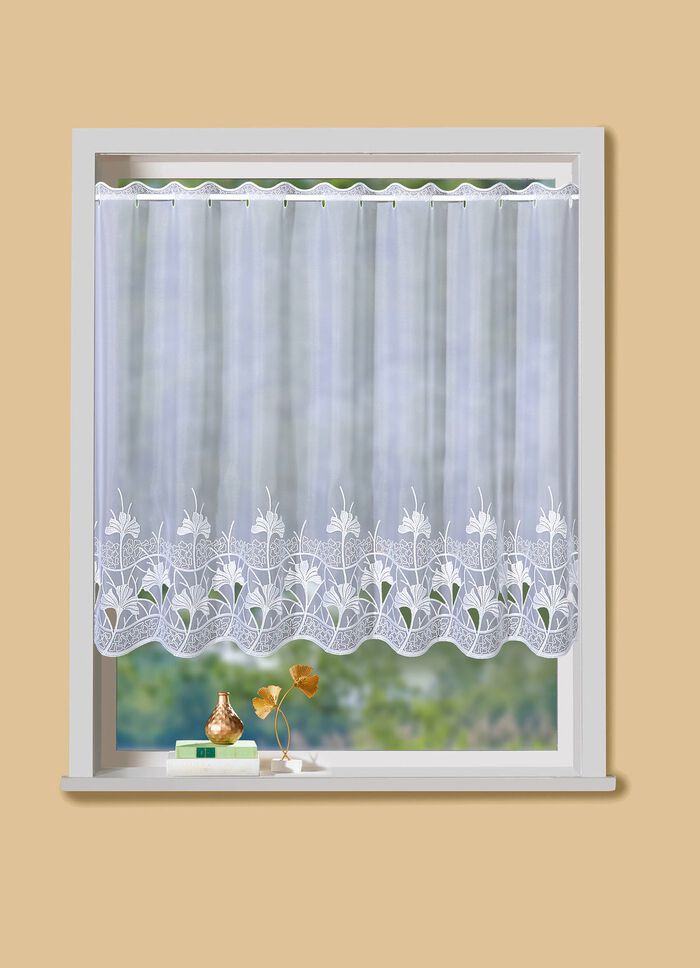 Klein raamgordijn met ginkgomotief 