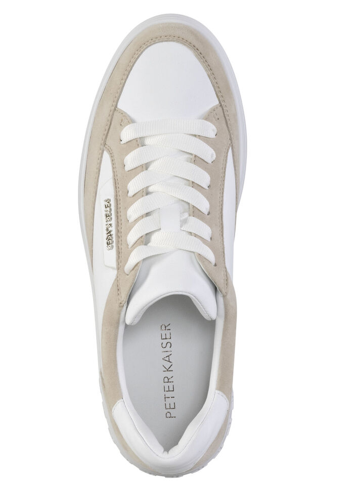 Peter Kaiser vetersneakers gemaakt van nappa- en suèdeleer WIT-BEIGE