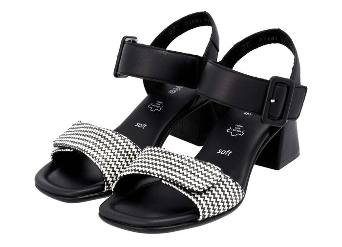 Remonte sandalen met gevlochten details ZWART-WIT