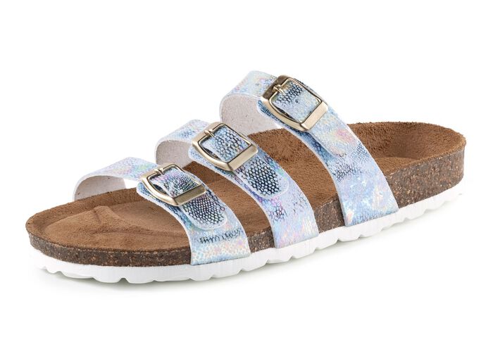 Muiltjes van ELENA EDEN met kleurrijke metallic glans BLAUW METALLIC