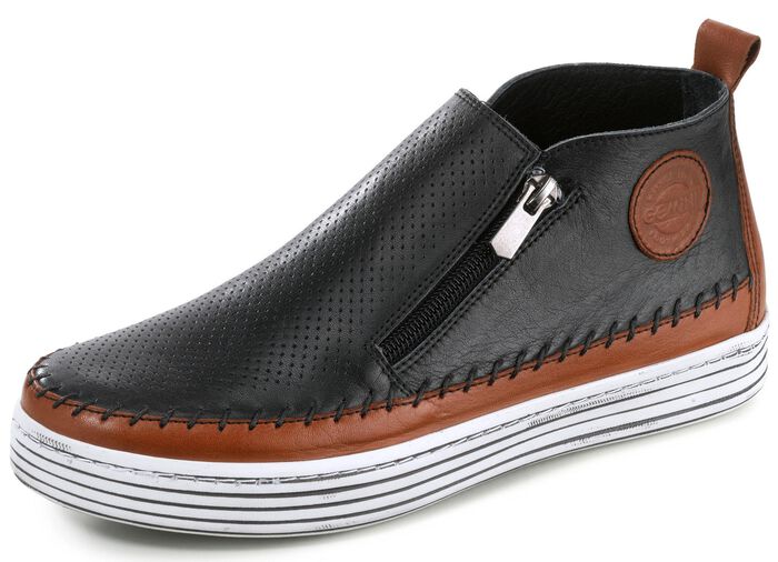 Gemini laarsje van rundnappaleer met decoratieve perforaties 