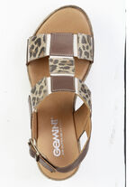 Gemini, trendy damessandalen, breedte G, gemaakt van leer BRAUN-BEIGE