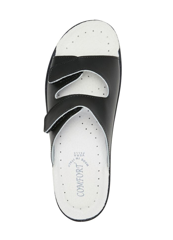 Tweepack klassieke damesmuiltjes, breedte H, met klittenbandsluiting 1x WIT, 1x ZWART