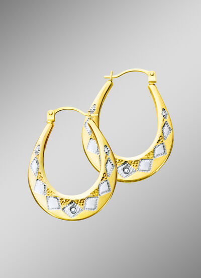 Creoolse oorbellen met ruitpatroon  Creoolse oorbellen met ruitpatroon