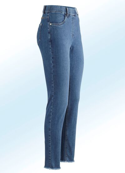 Magic jeans met trendy franjes aan de zoom 