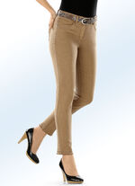 Magische jeans met leuke klinknagels en een trendy zoom met franjes COGNAC