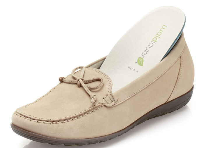 Waldläufer pantoffels met decoratieve strik ZAND