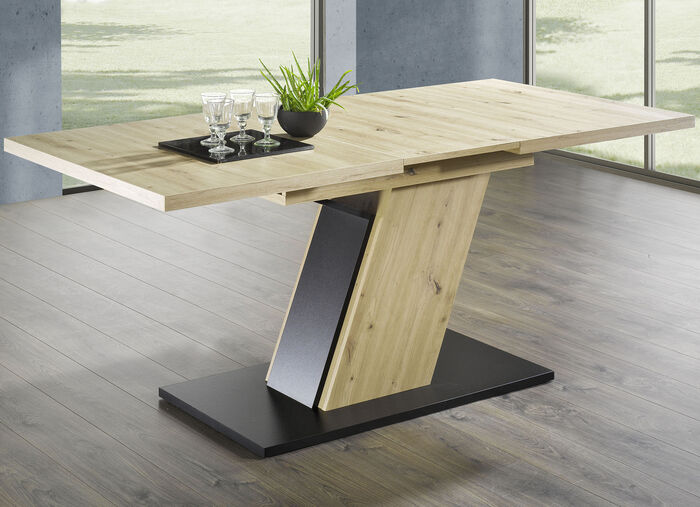 Eetgroep, 5 stuks, in modern design ARTISAN EIKEN-GRIJS