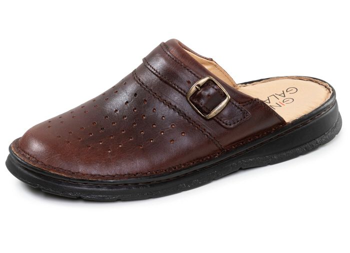 GINO GALANTE, klassieke herenklompen, gemaakt van leer KASTANIE