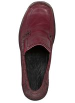 ELENA EDEN pantoffels van gedeeltelijk krokodillenreli&euml;f, gearceerd nappaleer BORDEAUXROOD