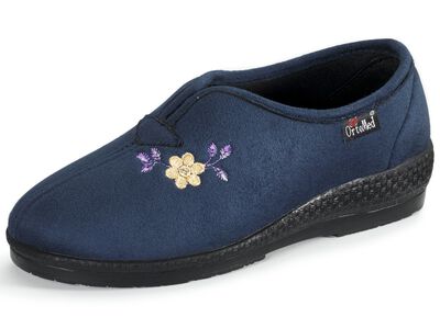 Klassieke damespantoffels, breedte H, met borduursel 