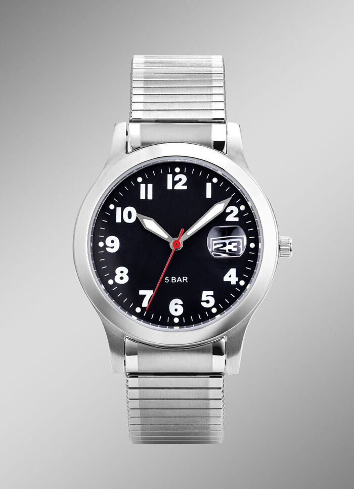 Para-Quartz herenhorloge met roestvrijstalen band 