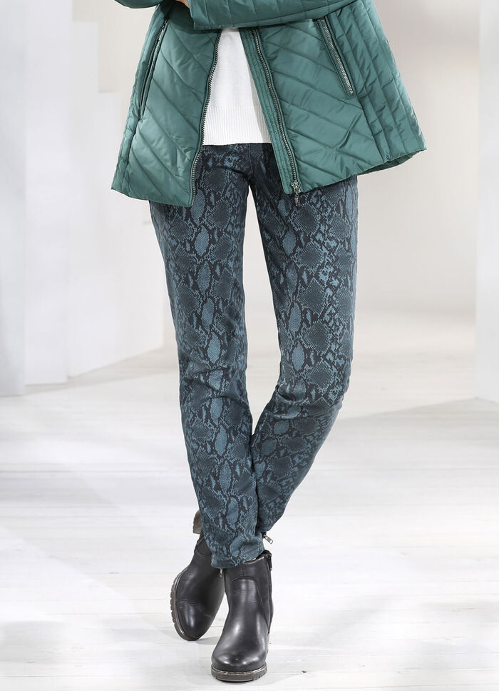 Broek met trendy reptieldessin 
