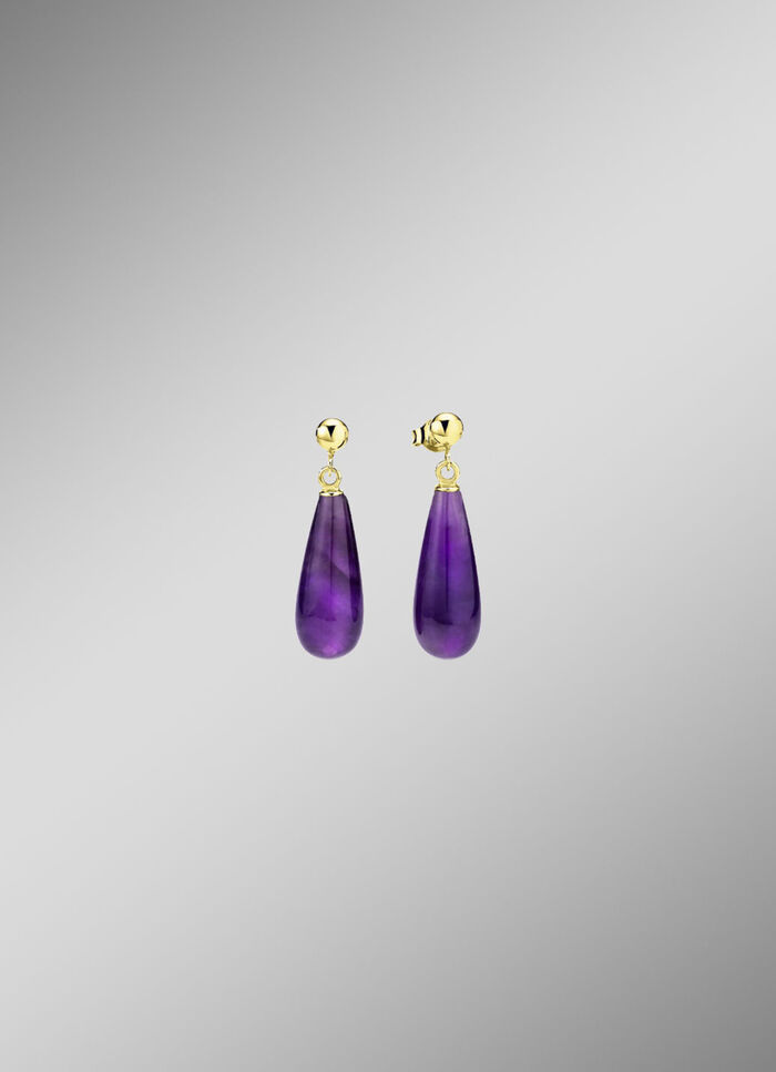 Gouden oorbellen met amethist 