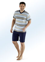 Pastunette shorty met V-hals en garengeverfd gestreept dessin 