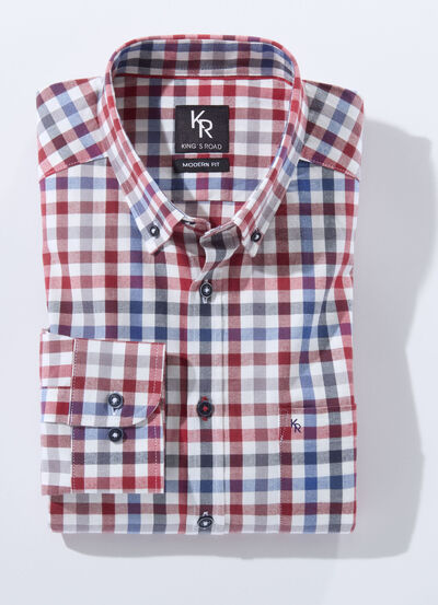 "King's Road" overhemd met button-down kraag in 4 kleuren 
