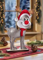 Kerstrendier van vilt met houten voet 
