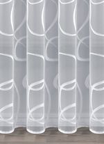 Lichte, transparante vitrage met universele railband 