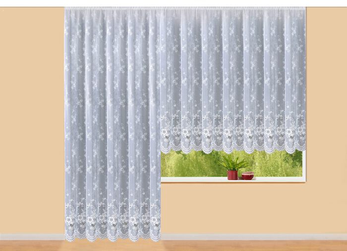 Jaloezie met Plauen borduursel en universeel raillint WEISS