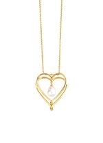 Hartvormige hanger met zoetwaterparel en ankerketting 