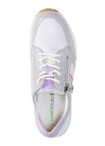 Waldl&auml;ufer veterschoen van fijn glanzend nappaleer met textielgarnituur ZILVERGRIJS-MULTICOLOR