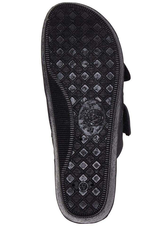 Klassieke damesmuiltjes, breedte H, met elastisch materiaal ZWART