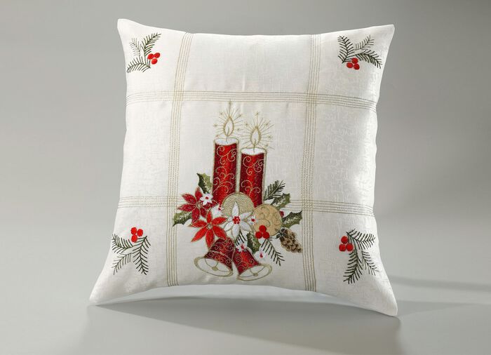 Feestelijke tafel- en kamerdecoratie met macram&eacute;rand CREME-ROOD