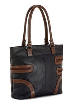 Laurina tas gemaakt van rundnappaleer ZWART-BRUIN