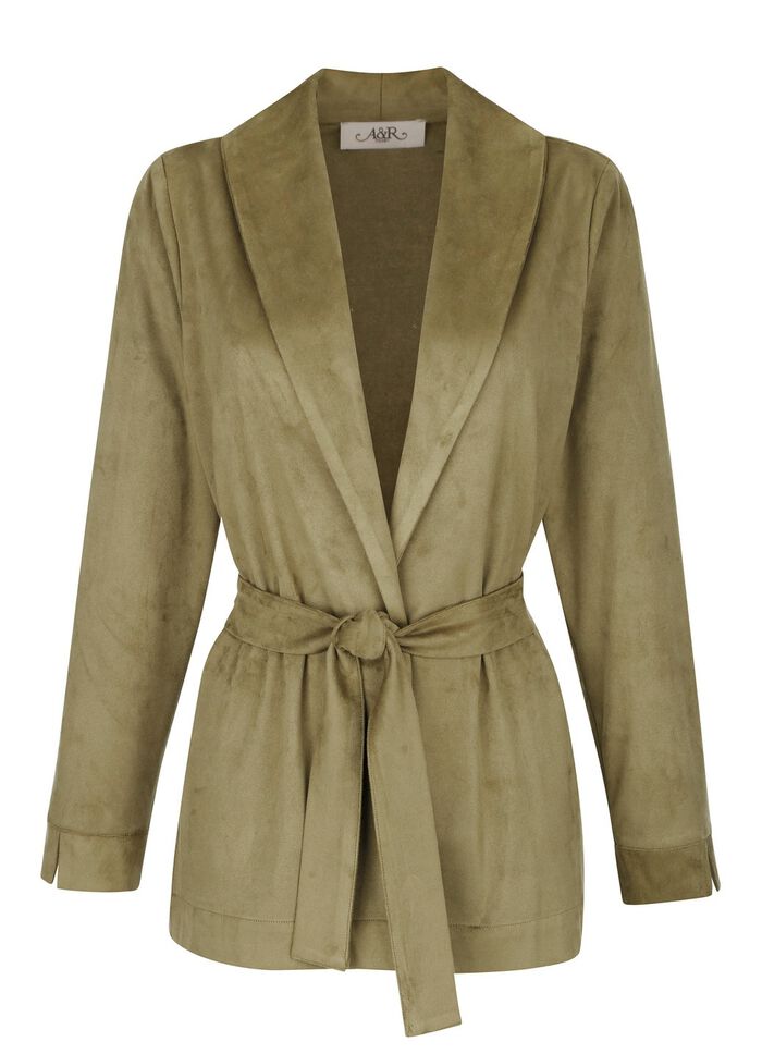 Lange blazer met sjaalkraag 