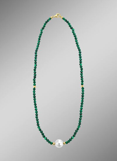 Ketting met parelglans en edelsteenglans 