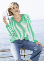 Trui met gestreept dessin GROEN-ECRU