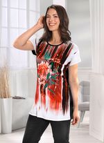 Lang shirt met schitterende inkjetprint in 2 kleuren ORANJE KLEURRIJK