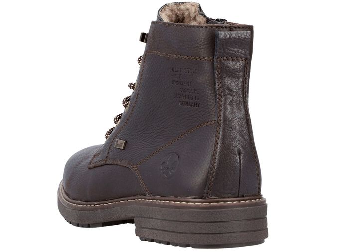 Rieker veterlaars met warme voering van lamsleer en pluche materiaal DONKERBRUIN