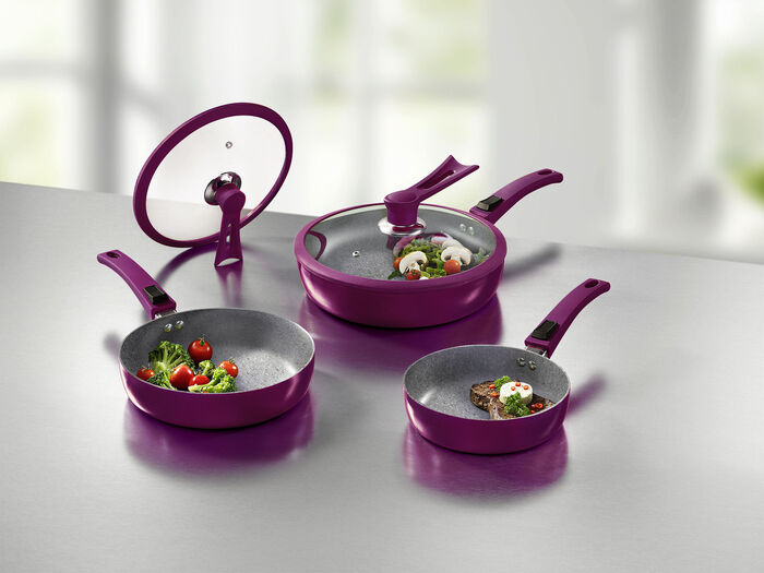 Professionele pannenset, 7-delig, met innovatieve standdeksels BESSEN