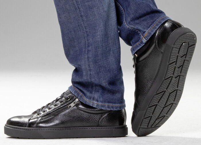 GINO GALANTE, klassieke herensneakers, met uitneembaar voetbed ZWART