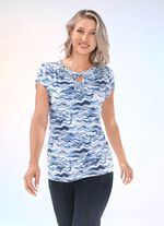 Shirt met smokwerkinzet bij de halslijn 