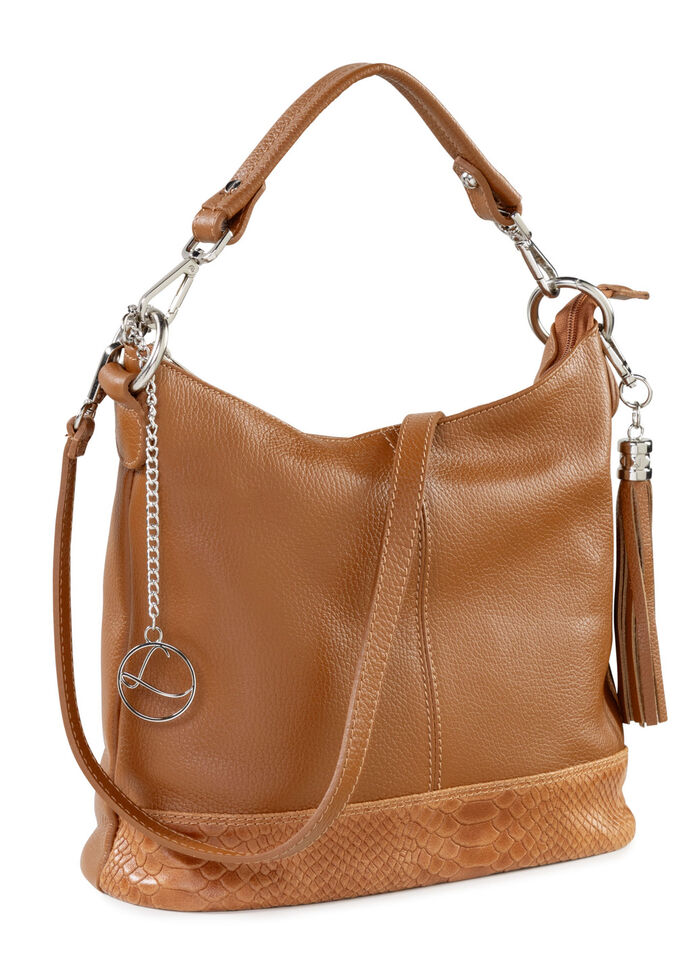 Laurina kalfslederen tas met reli&euml;fafwerking COGNAC