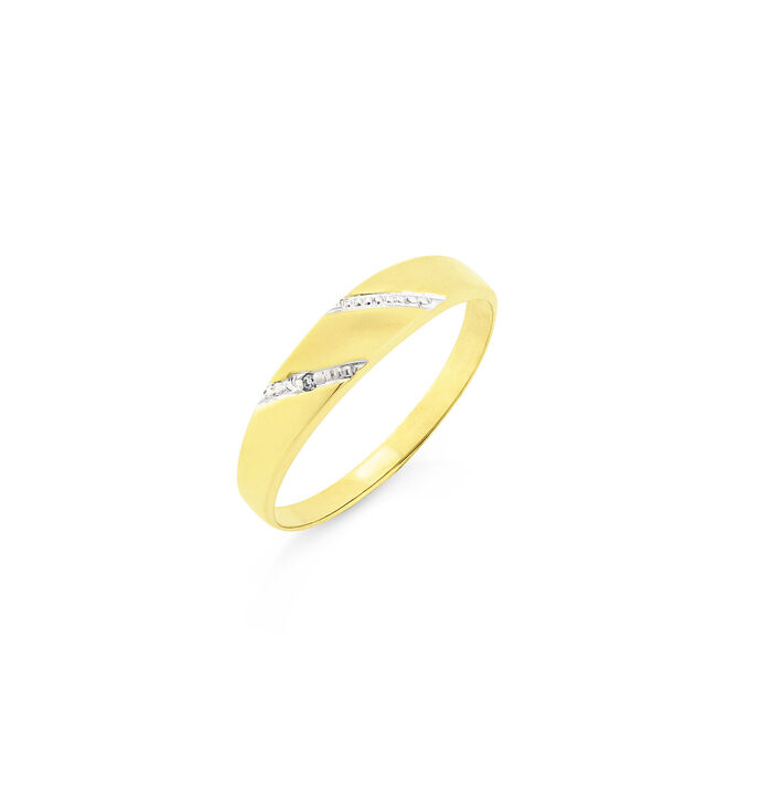 Glanzende en gesatineerde damesring met diamant 