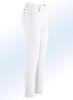 Magische jeans met leuke klinknagels en een trendy zoom met franjes WIT